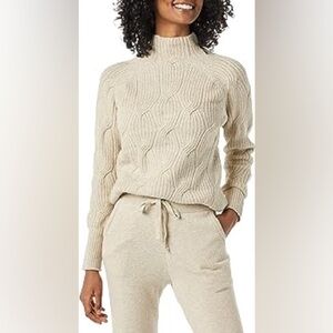 Amazon Essentials Women's Soft Touch Funnel Neck Cable Sweater